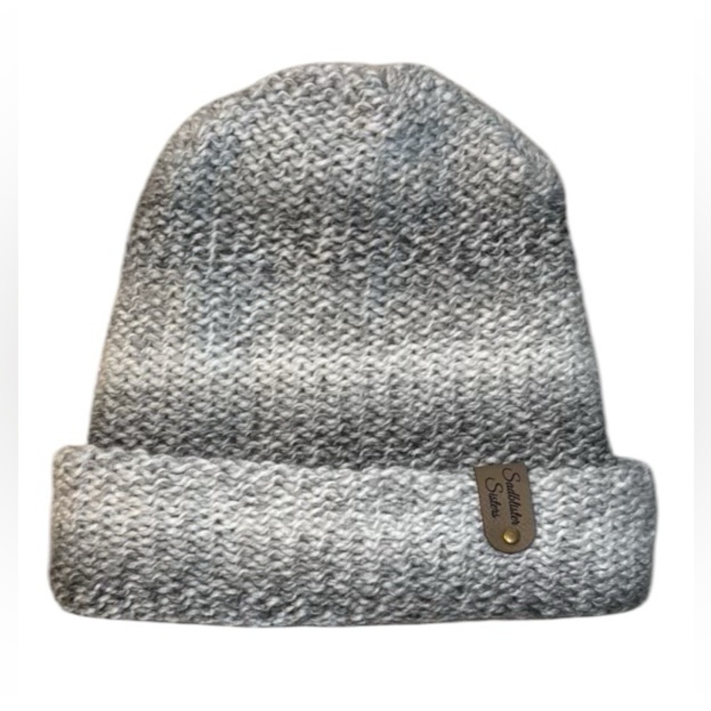 SadBlister Sisters adult knit winter hat grey and white